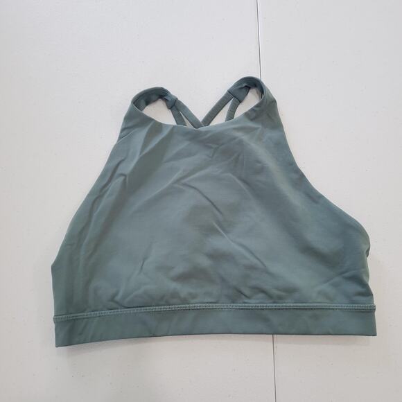Lululemon Sports Bra Womens 10 Sage Green High Neck Cross Back Strappy Yoga - Picture 1 of 7